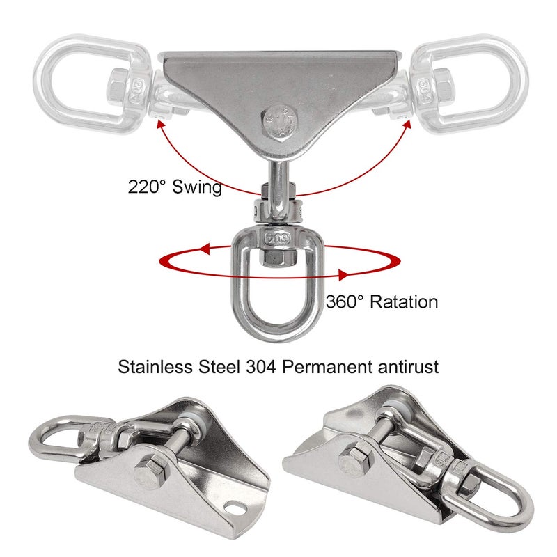 Vigorport Hammock Hanging Chair Hardware kit  1000LB Capacity Heavy Duty 360Rotate Swing Antirust Stainless Steel 304S Safety Lock Carabiner Hooks for Swing Set Chair Yoga Multiple Indoor Outdoor Gym Sandbag - Image 3